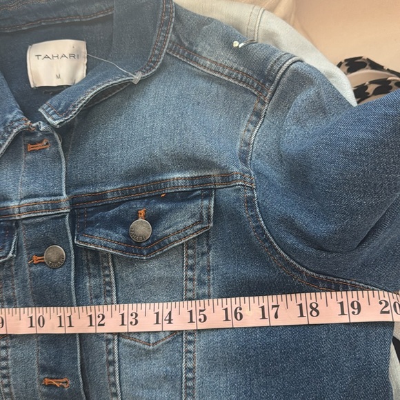 Tahari Blue and Green Jean Jacket with Peacock Design - Picture 8 of 10